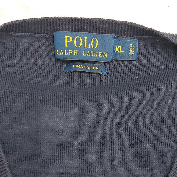 Polo Ralph Lauren Sweater Mens Size XL Blue V Neck Long Sleeve Pima Cotton - Picture 3 of 7